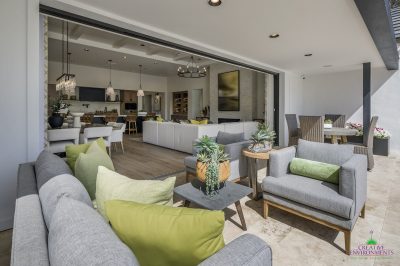 Custom backyard design with seamless indoor/outdoor design.