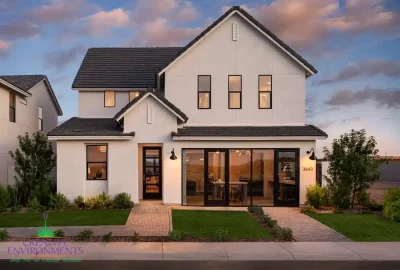 Front yard design with pavers and grass