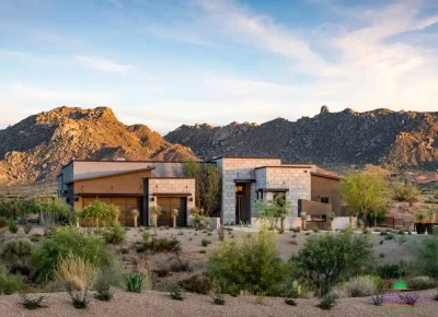 Custom front yard design with desert contemporary vibes