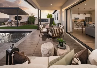 Backyard design with indoor/outdoor fusion.